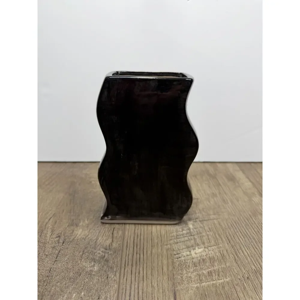 Dakota Pottery Art Vase Signed Vintage Mid Century Abstract Enso Splatter